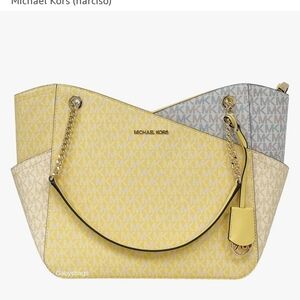 Michael Kors Yellow Multi-Color Signature Shoulder Bag